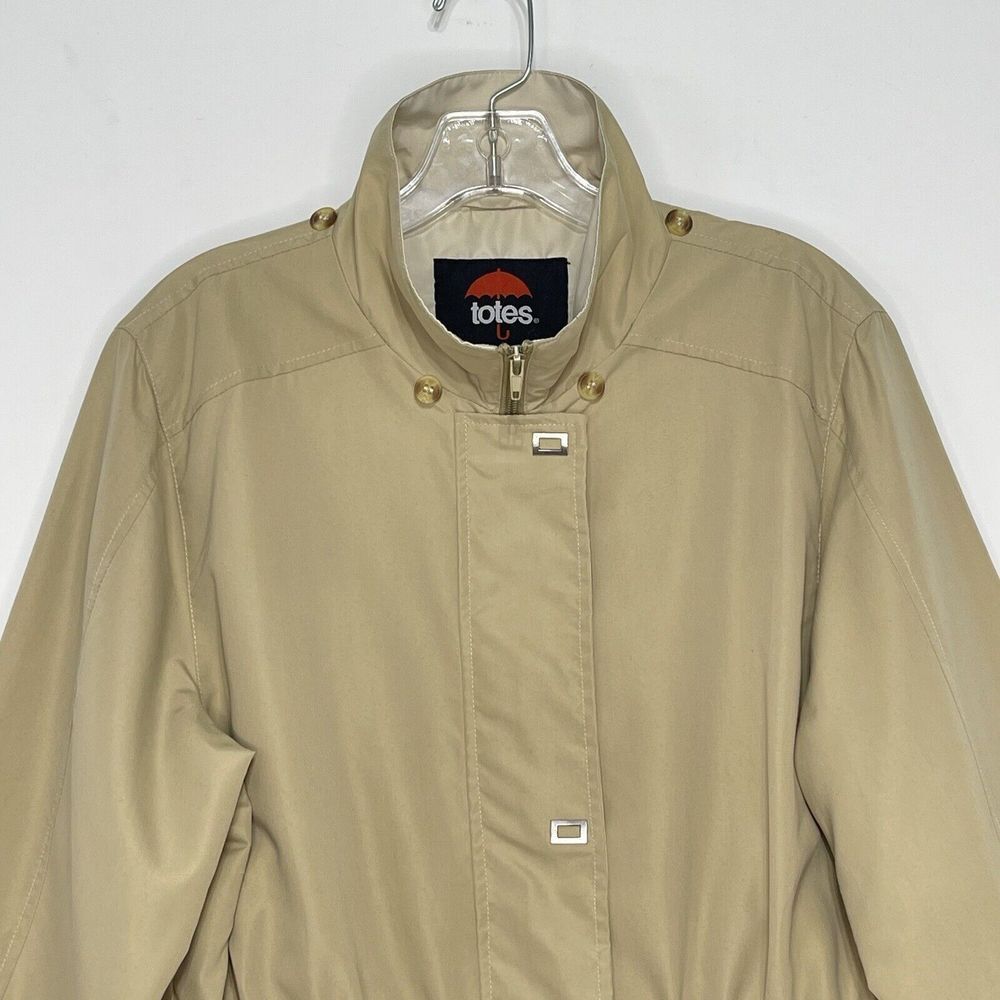 Totes Lightweight Windbreaker Jacket Size M Tan Full Zip and snaps No Hood women - Picture 2 of 16